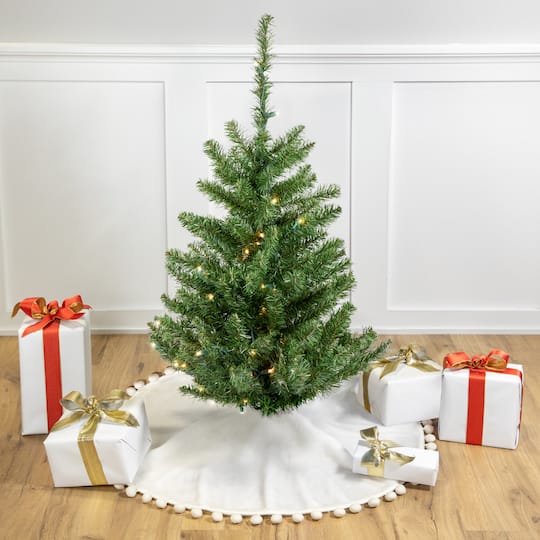 3Ft Pre-Lit Canadian Pine Artificial Christmas Tree, Clear & White LED Lights By Northlight in Green | 3 ft | Michaels®